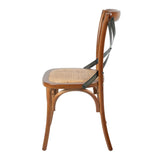 LH Home Cross Back Chair w/ Rattan Seat - Brown