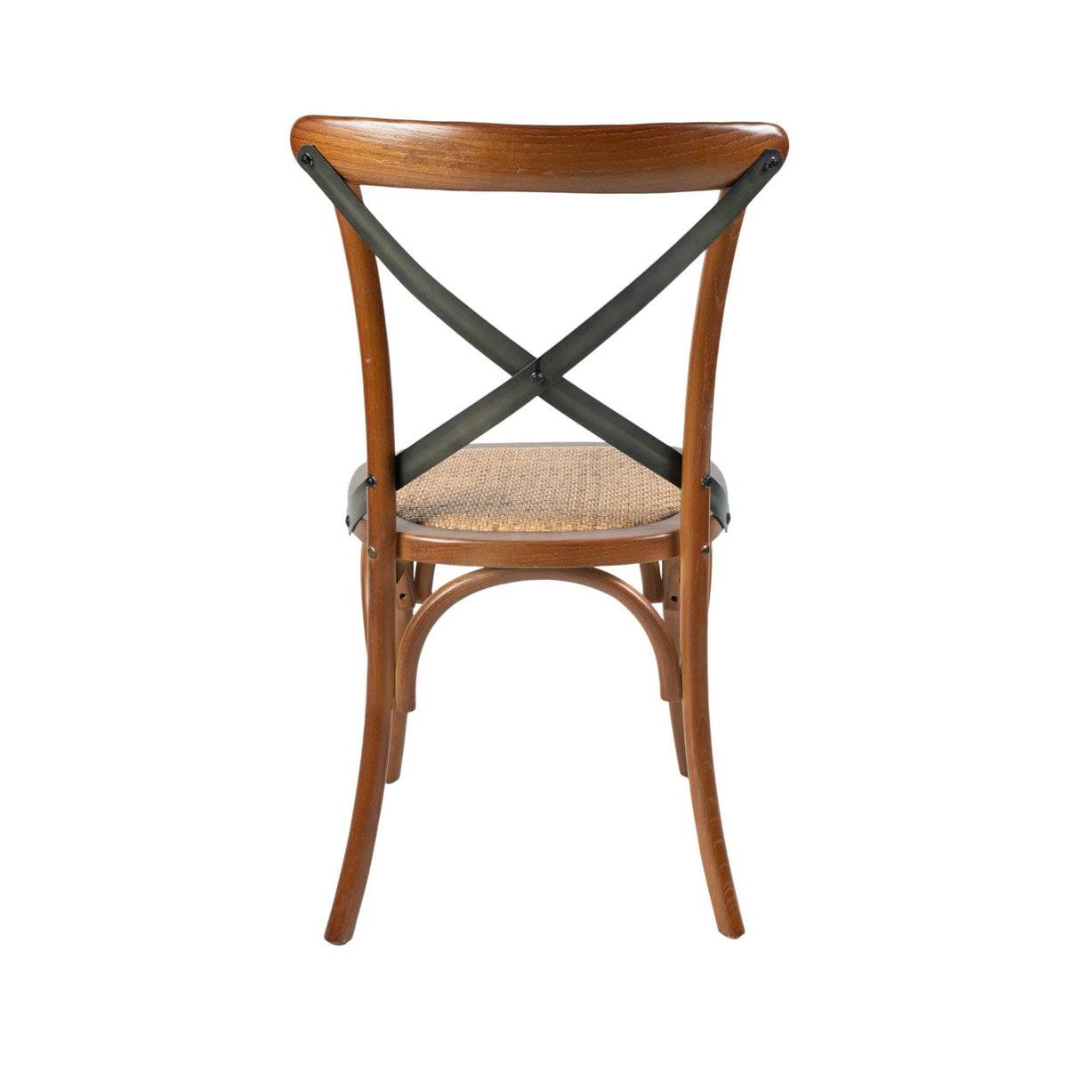 LH Home Cross Back Chair w/ Rattan Seat - Brown