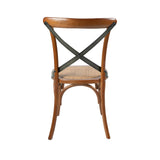 LH Home Cross Back Chair w/ Rattan Seat - Brown
