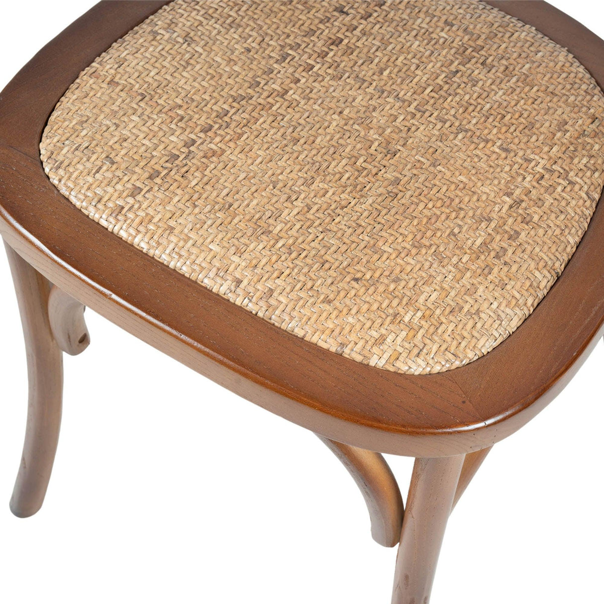 LH Home Cross Back Chair w/ Rattan Seat - Brown