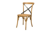 LH Home Cross Back Chair w/ Rattan Seat - Natural Rustic