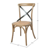 LH Home Cross Back Chair w/ Rattan Seat - Natural Rustic