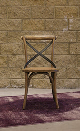 LH Home Cross Back Chair w/ Rattan Seat - Natural Rustic