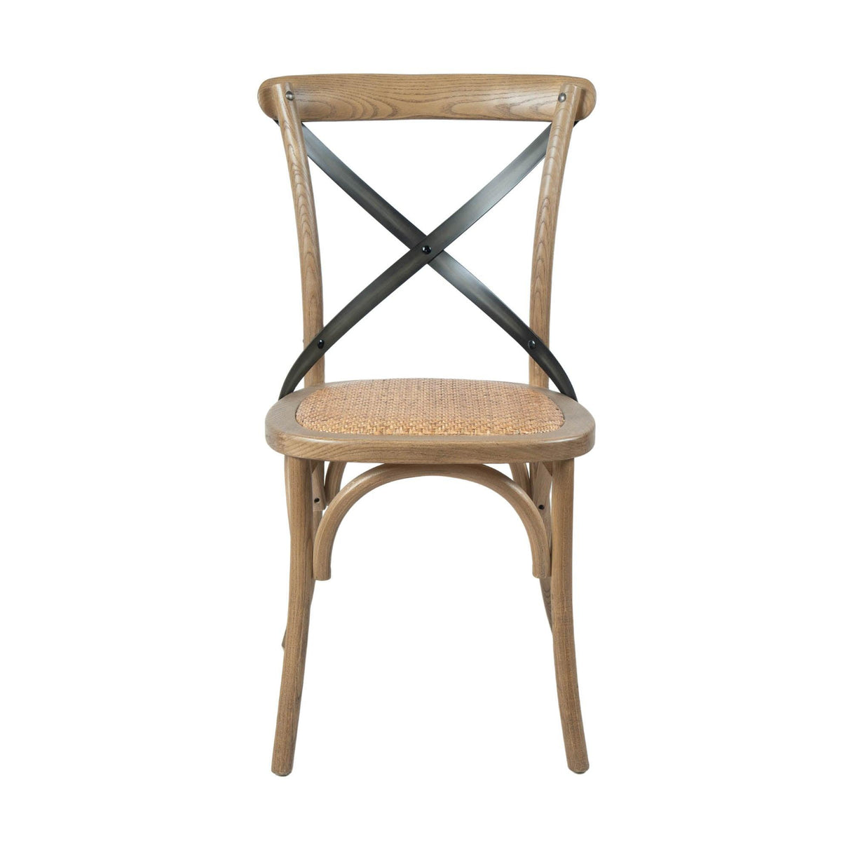 LH Home Cross Back Chair w/ Rattan Seat - Natural Rustic