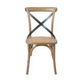 LH Home Cross Back Chair w/ Rattan Seat - Natural Rustic