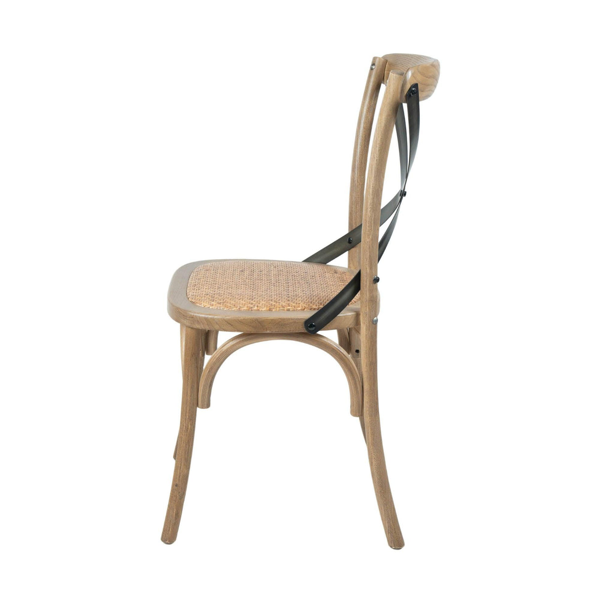 LH Home Cross Back Chair w/ Rattan Seat - Natural Rustic