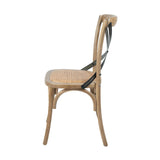 LH Home Cross Back Chair w/ Rattan Seat - Natural Rustic