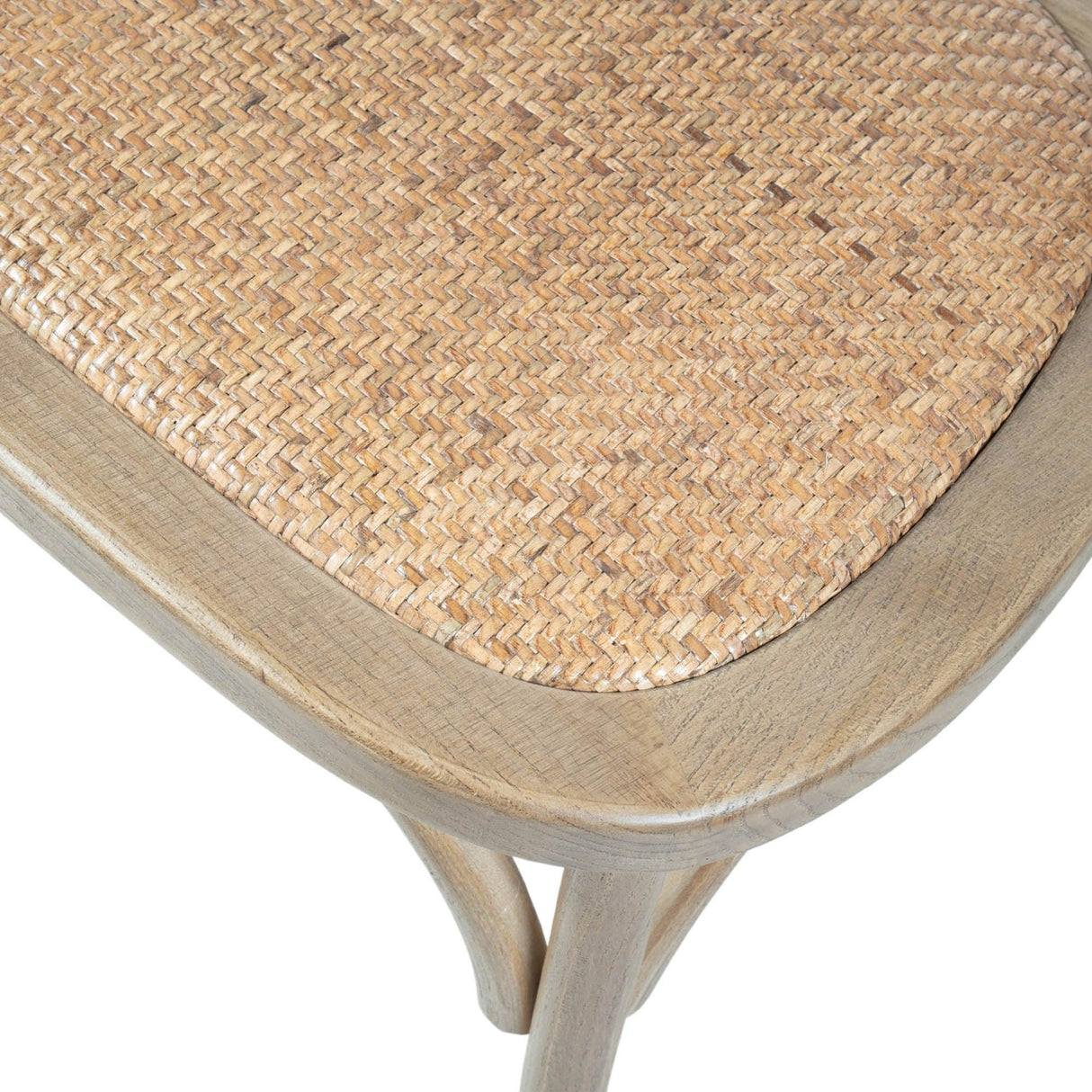 LH Home Cross Back Chair w/ Rattan Seat - Natural Rustic