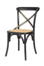 LH Home Cross Back Chair w/ Natural Brown Rattan Seat - Black