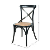 LH Home Cross Back Chair w/ Natural Brown Rattan Seat - Black