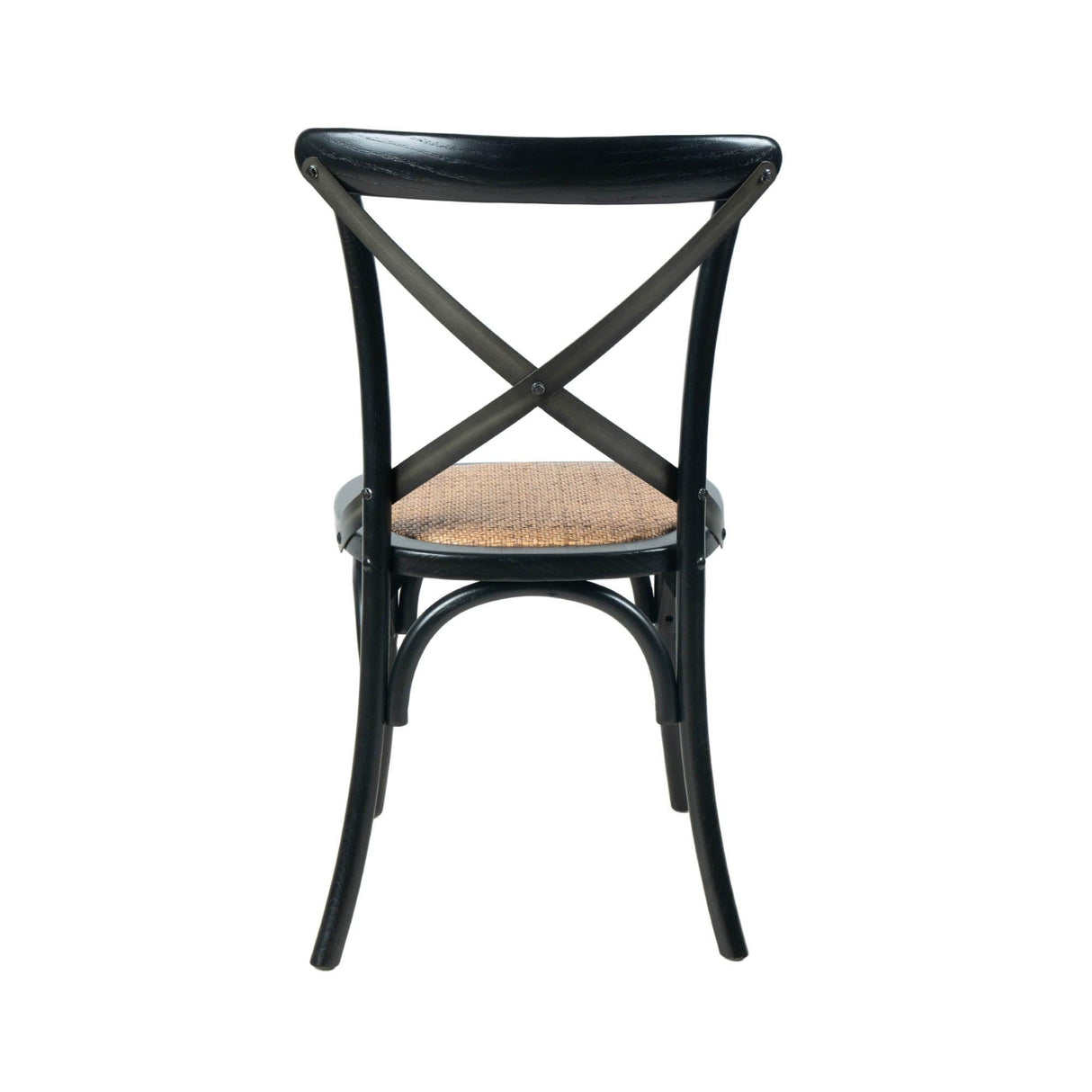 LH Home Cross Back Chair w/ Natural Brown Rattan Seat - Black