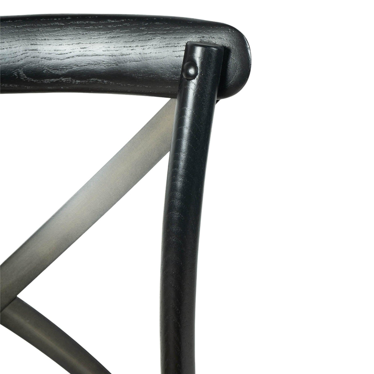 LH Home Cross Back Chair w/ Natural Brown Rattan Seat - Black