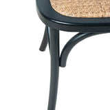 LH Home Cross Back Chair w/ Natural Brown Rattan Seat - Black