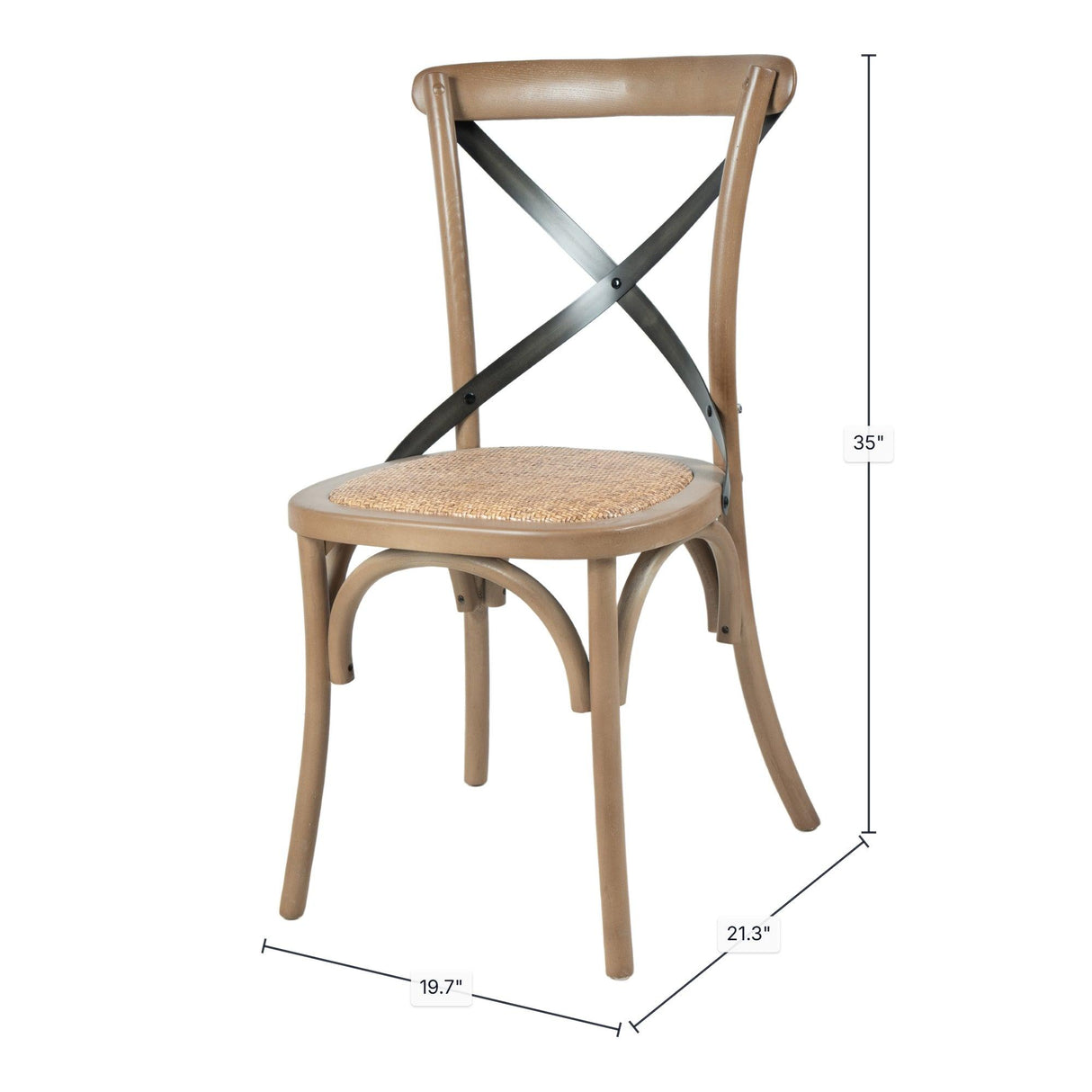 LH Home Cross Back Chair w/ Rattan Seat - Sundried