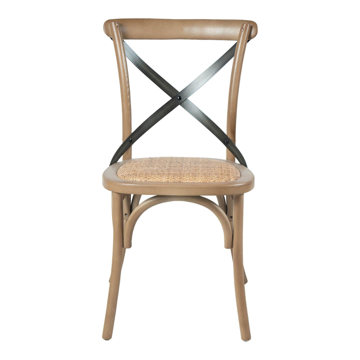 LH Home Cross Back Chair w/ Rattan Seat - Sundried