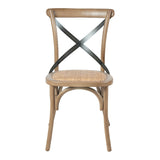 LH Home Cross Back Chair w/ Rattan Seat - Sundried