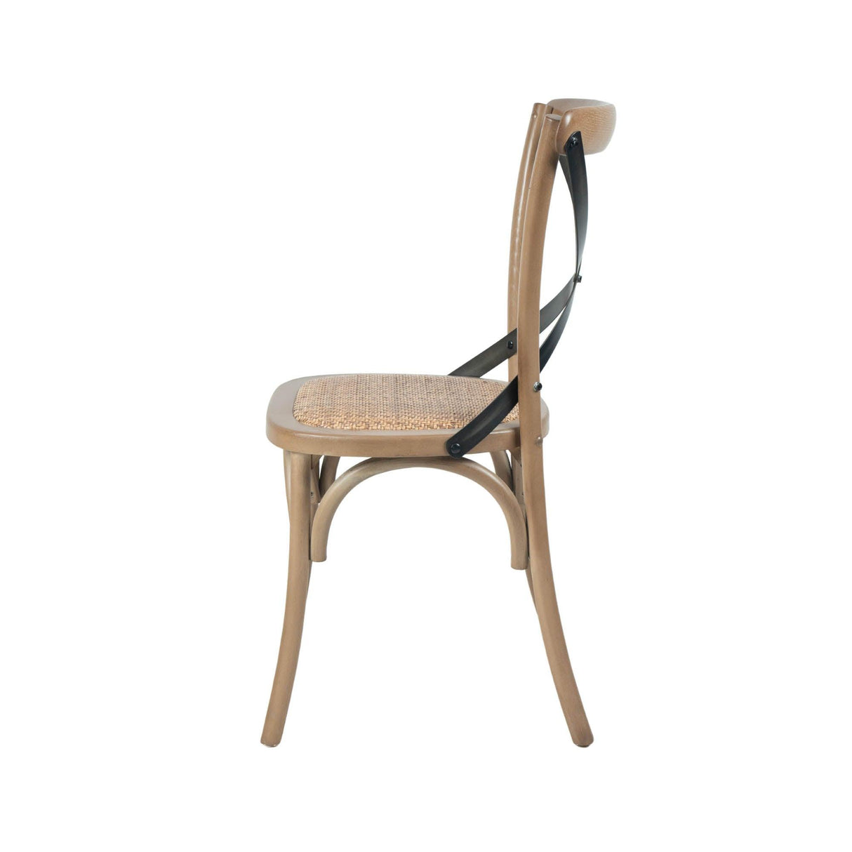 LH Home Cross Back Chair w/ Rattan Seat - Sundried