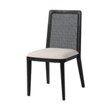LH Home Cane Dining Chair - Oyster Linen/Black Frame