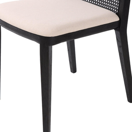 LH Home Cane Dining Chair - Oyster Linen/Black Frame