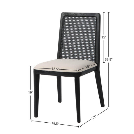 LH Home Cane Dining Chair - Oyster Linen/Black Frame