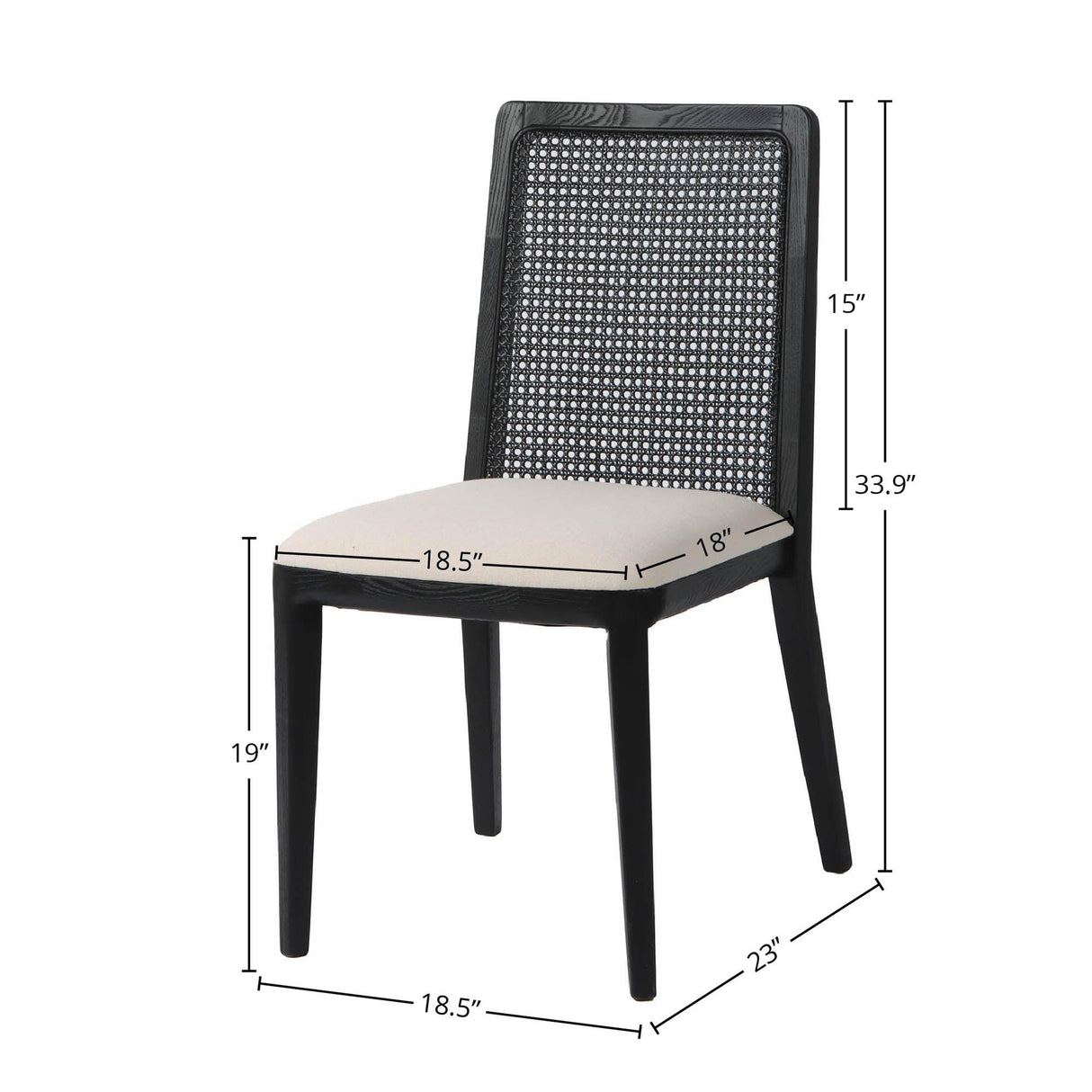 LH Home Cane Dining Chair - Oyster Linen/Black Frame