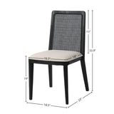 LH Home Cane Dining Chair - Oyster Linen/Black Frame