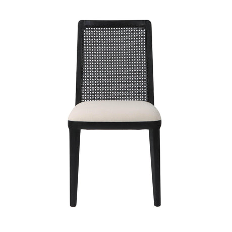 LH Home Cane Dining Chair - Oyster Linen/Black Frame