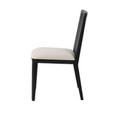 LH Home Cane Dining Chair - Oyster Linen/Black Frame