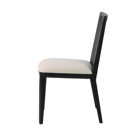 LH Home Cane Dining Chair - Oyster Linen/Black Frame