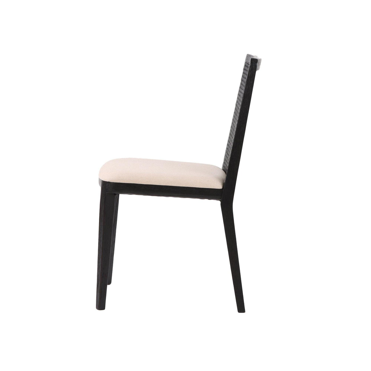 LH Home Cane Dining Chair - Oyster Linen/Black Frame