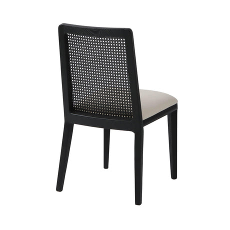 LH Home Cane Dining Chair - Oyster Linen/Black Frame