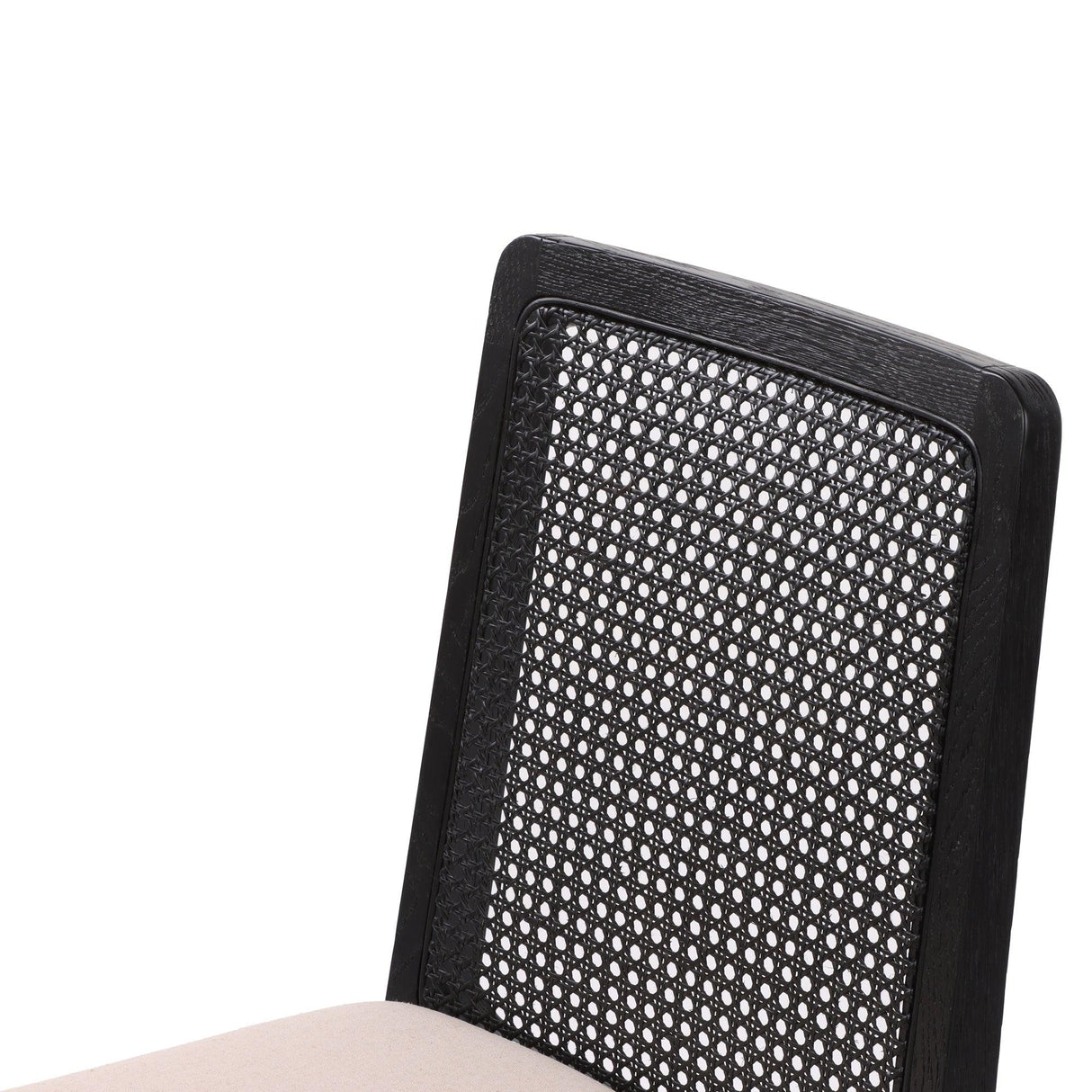 LH Home Cane Dining Chair - Oyster Linen/Black Frame