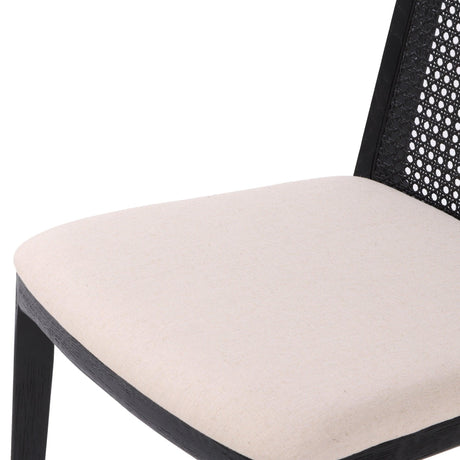 LH Home Cane Dining Chair - Oyster Linen/Black Frame