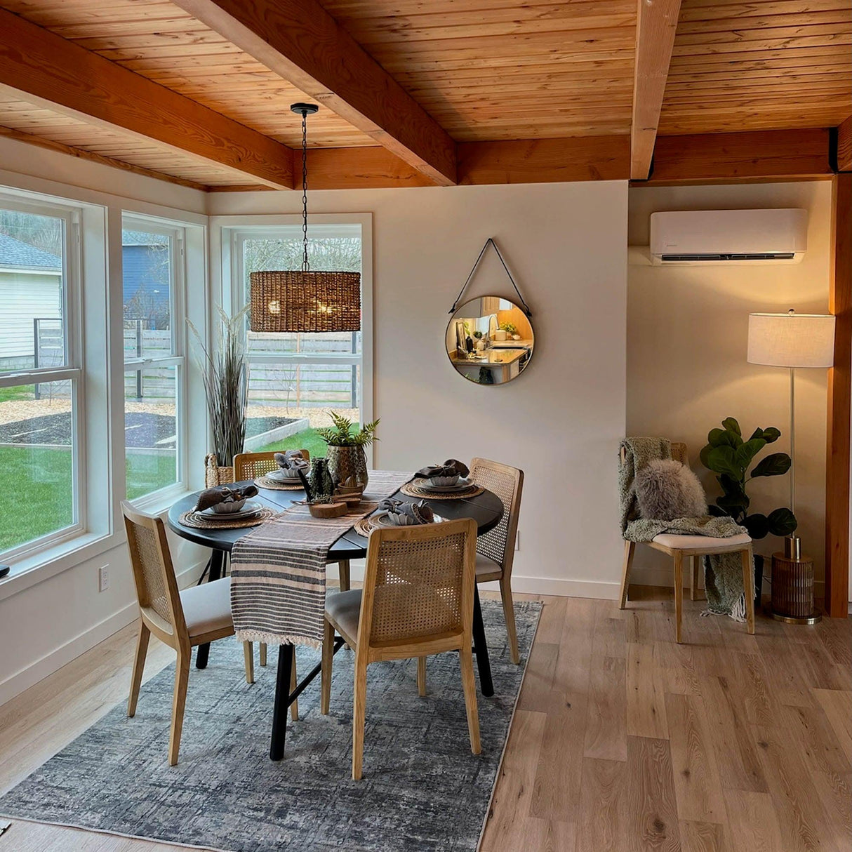 LH Home Cane Dining Chair - Oyster Linen/Natural Frame