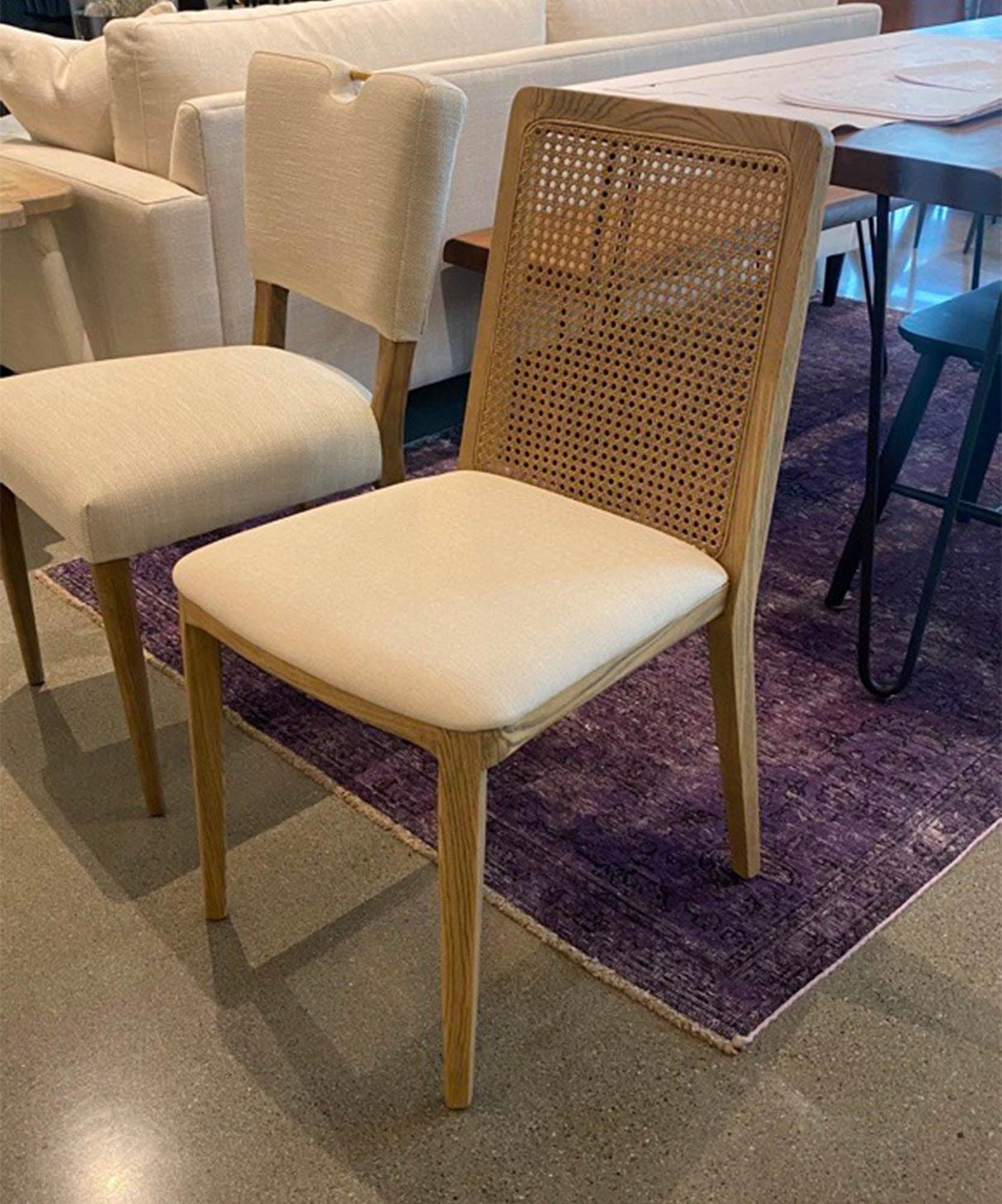 LH Home Cane Dining Chair - Oyster Linen/Natural Frame