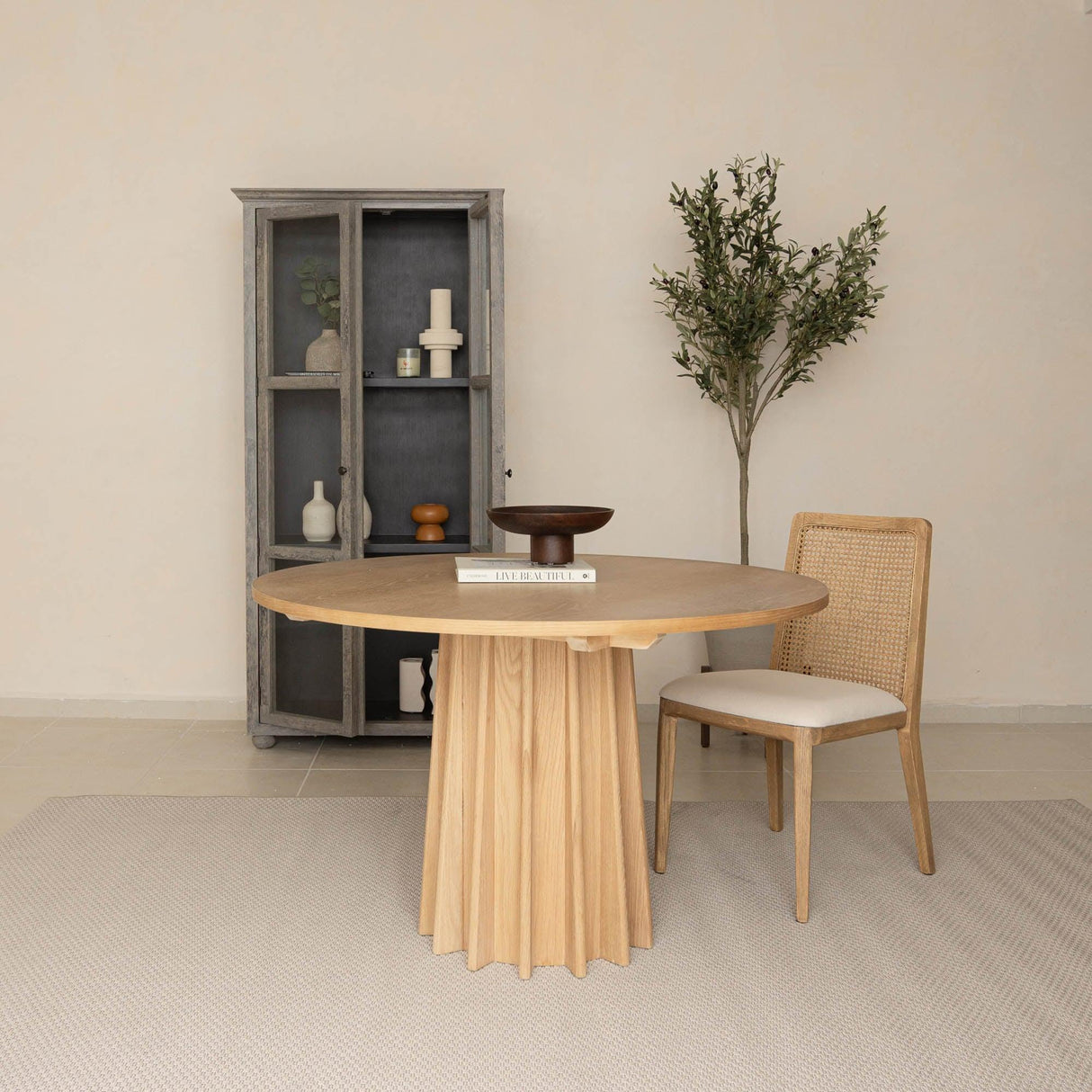 LH Home Cane Dining Chair - Oyster Linen/Natural Frame