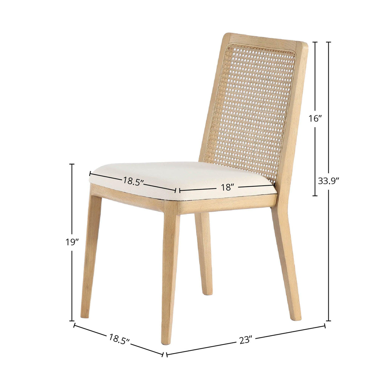 LH Home Cane Dining Chair - Oyster Linen/Natural Frame