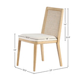 LH Home Cane Dining Chair - Oyster Linen/Natural Frame
