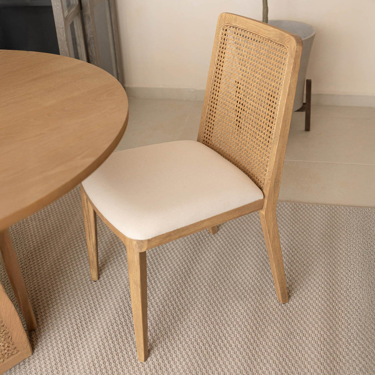 LH Home Cane Dining Chair - Oyster Linen/Natural Frame