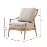 LH Home Kinsley Club Chair - Light Linen/ Natural Frame