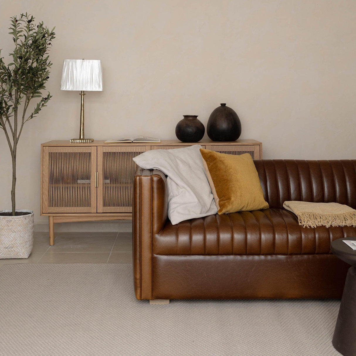 LH Home Channel Sofa - Camel Brown
