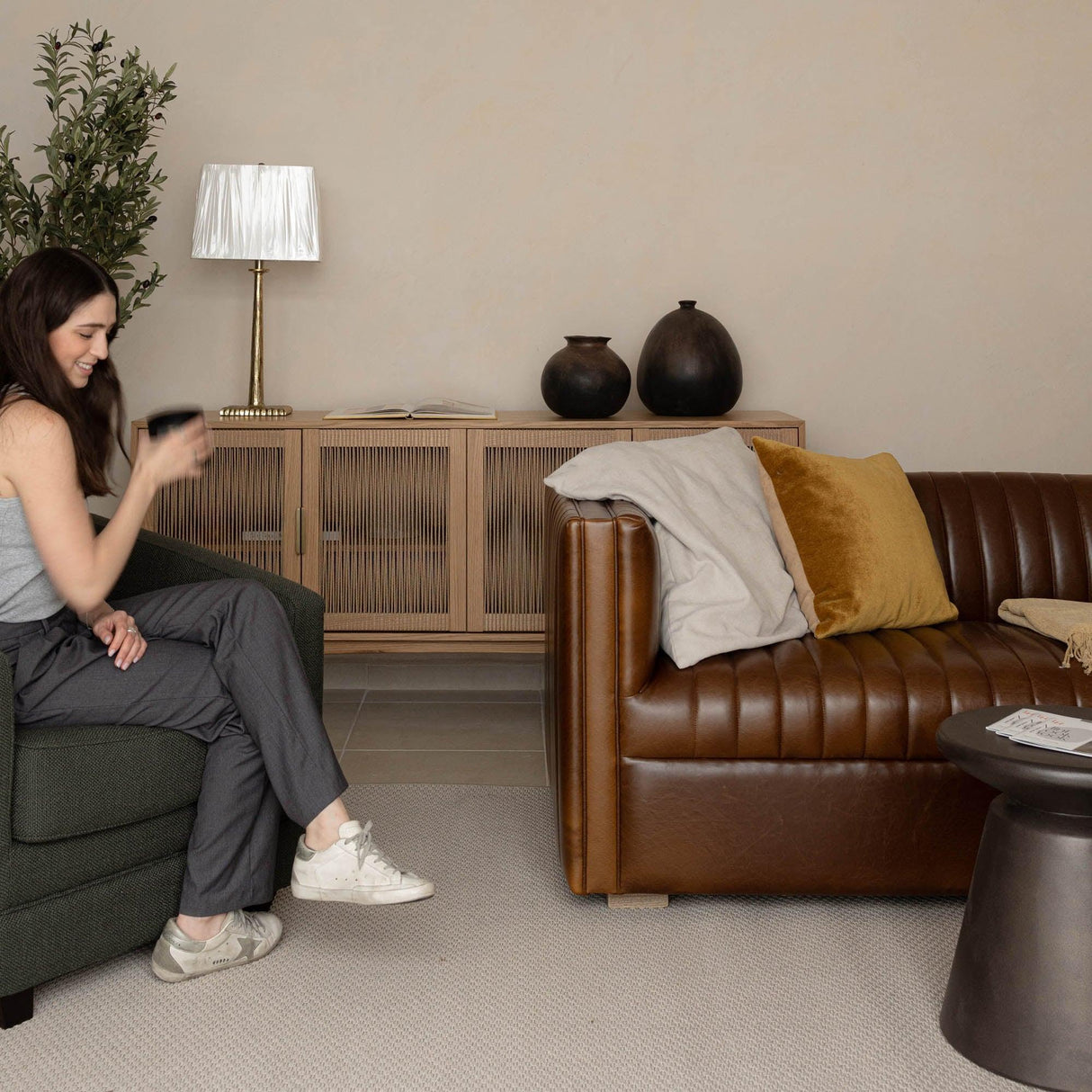 LH Home Channel Sofa - Camel Brown