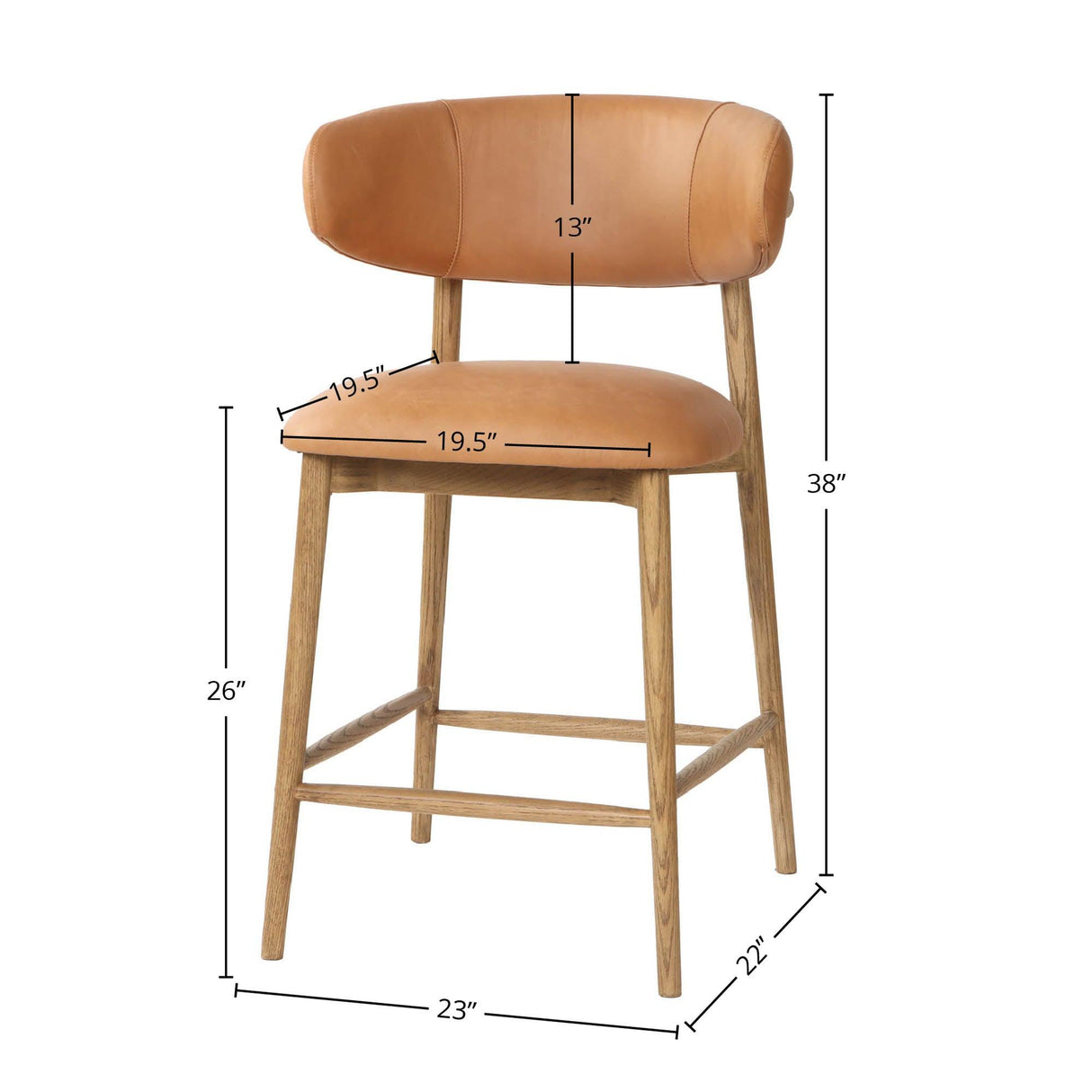 LH Home Milo Counter Stool - Hazelnut (TH)