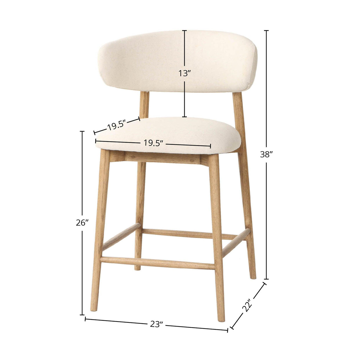 LH Home Milo Counter Stool - Savile Flax (TH)