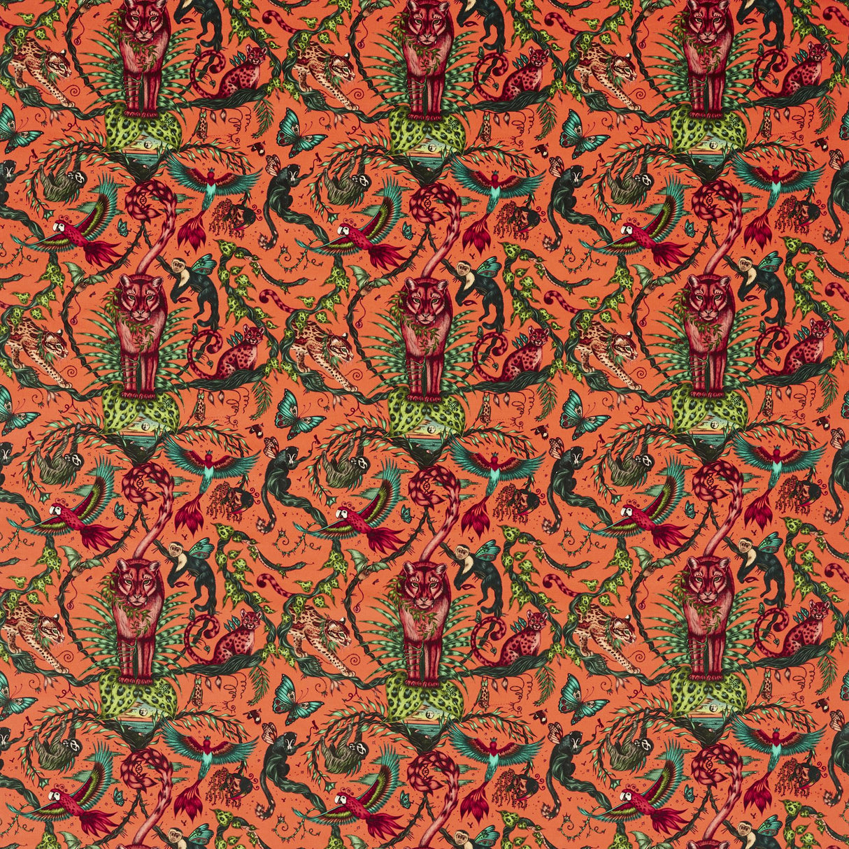 Clarke & Clarke BOSQUE DREAMS VELVET CORAL Upholstery Fabric