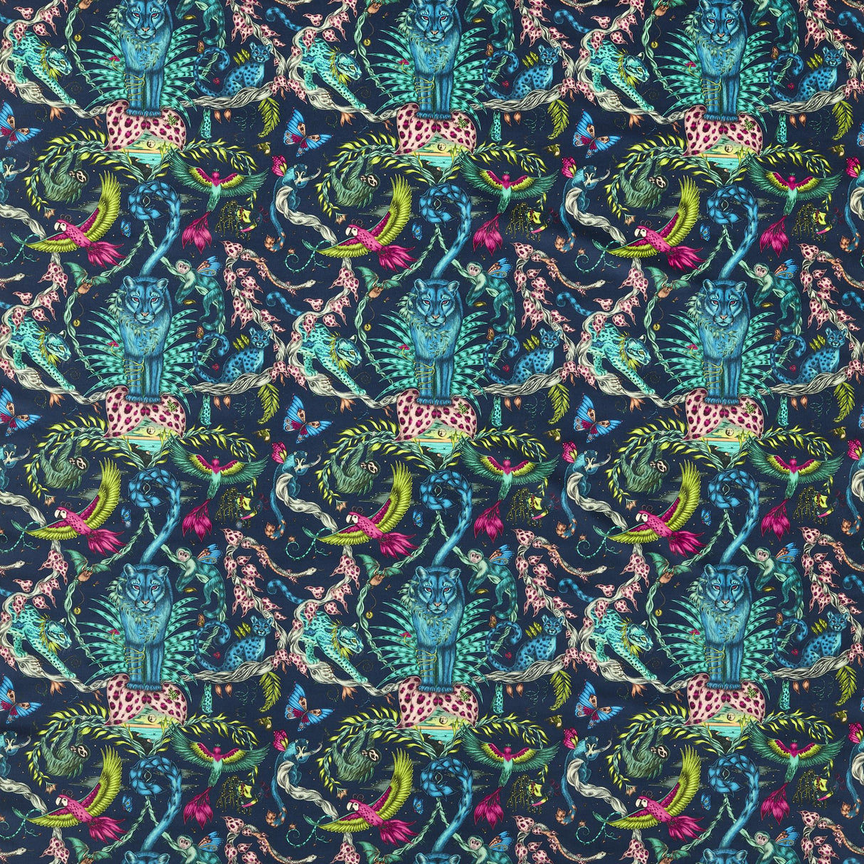 Clarke & Clarke BOSQUE DREAMS VELVET NAVY Upholstery Fabric