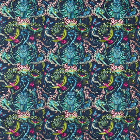 Clarke & Clarke BOSQUE DREAMS VELVET NAVY Upholstery Fabric