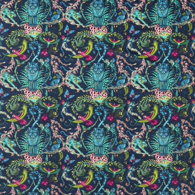 Clarke & Clarke BOSQUE DREAMS VELVET NAVY Upholstery Fabric