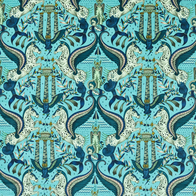 Clarke & Clarke ODYSSEY MYTHOS VELVET PEACOCK Upholstery Fabric