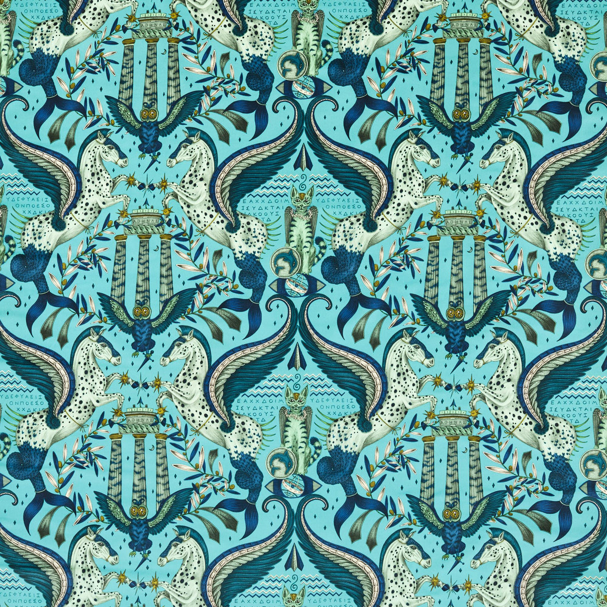 Clarke & Clarke ODYSSEY MYTHOS VELVET PEACOCK Upholstery Fabric